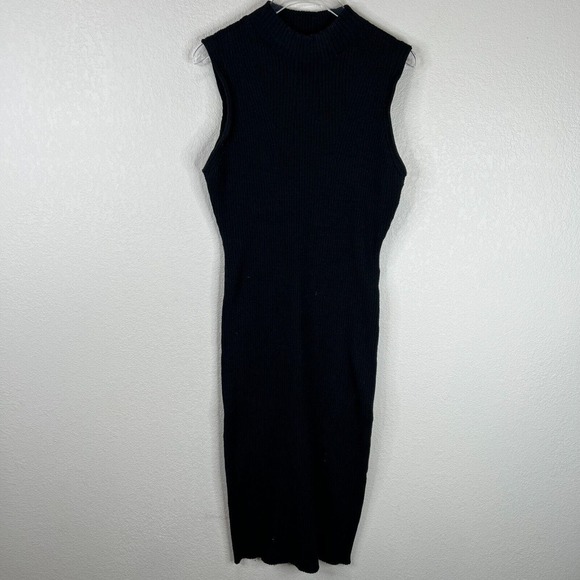 Badgley Mischka Women Bodycon Sweater Midi Dress Sleeveless Black Size M‎ - Picture 1 of 9